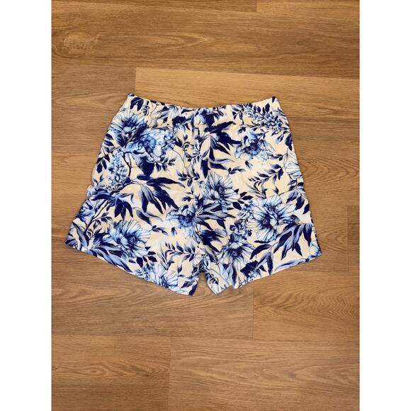 Ellen Tracy blue floral skort linen blend with elastic waistband size XL - Picture 3 of 6